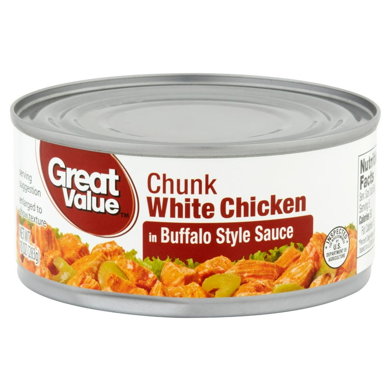 Great Value Chunk White Chicken, in Buffalo Style Sauce, 10
