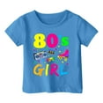 thumbnail image 4 of WEIYLL Toddler Girls Graphic Tees T Shirts 80S Carnival Colour Letter Printed Round Neck Short Sleeved Clothes for 6-7 Years, 4 of 4
