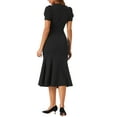 thumbnail image 3 of INSPIRE CHIC V-Neck Dress for Women's Puff Sleeve Elegant Mermaid Midi Dress L Black, 3 of 6