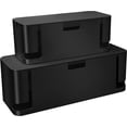 thumbnail image 1 of Wolfrail Boîte de Gestion de Câbles Noire, 2 Boîtes Organisatrices de Cordons - Tailles Extra Larges et Moyennes, Boîte de Cache-Corps pour Cacher les Multiprises sur Bureau Ou Sol, Fabriquée en Matériau ABS Sûr pour l'Électricité, 1 of 4