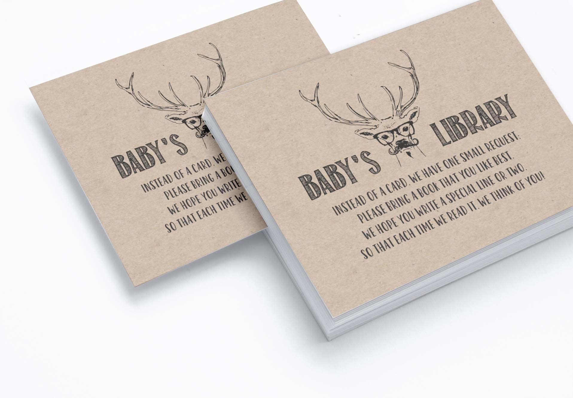 Inkdotpot 30Deer Jungle Animals Gender Neutral Baby Shower Rustic Book Request Cards Bring A Book Instead Of A Card Baby Shower Invitations Inserts Games