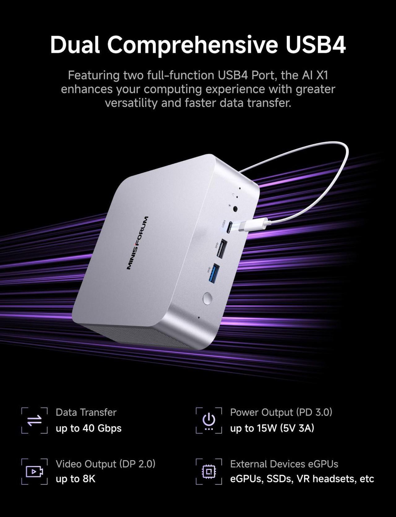 MINISFORUM AI X1 Pro-370 Mini PC AMD Ryzen AI 9 HX 370(12C/24T