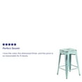 thumbnail image 5 of Flash Furniture Commercial Grade 24" High Backless Distressed Green-Blue Metal Indoor-Outdoor Counter Height Stool, 5 of 8
