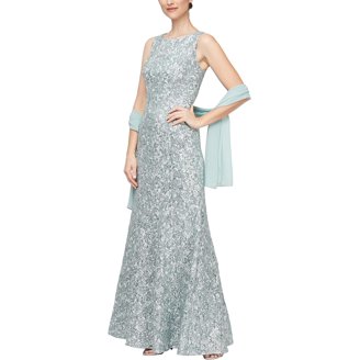 green emerald velvet dress Alex Evenings 8196803 main image 1