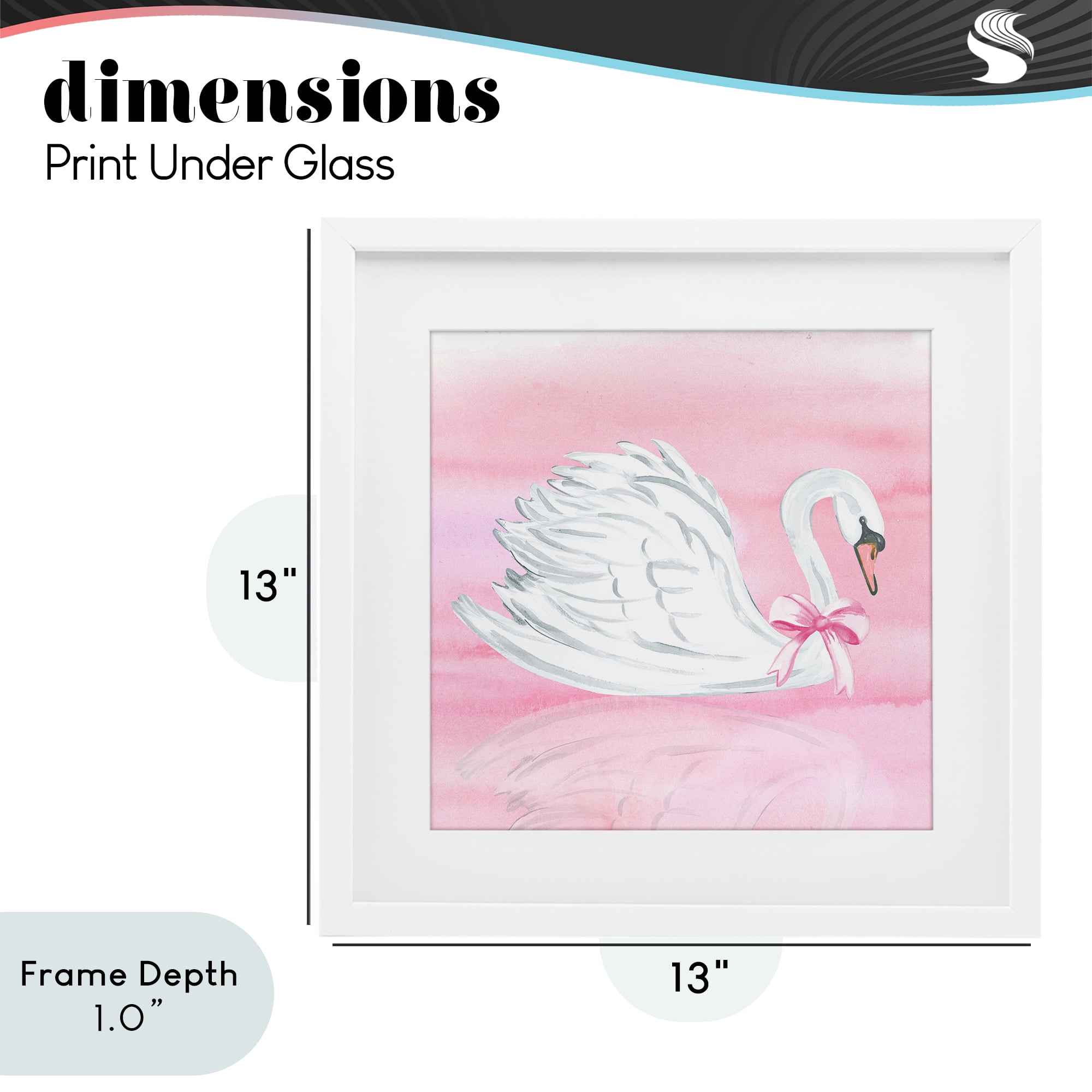 Stupell Industries Pink Bow Swan White Framed Print Under Glass, design by Corinne Haig