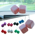 thumbnail image 2 of BAELLERT Plush Dice Pendant with Lanyard Vintage Charm Car Hanging Ornament Stress Relief Toy for Car Interior Rearview Mirror Decoration, 2 of 7