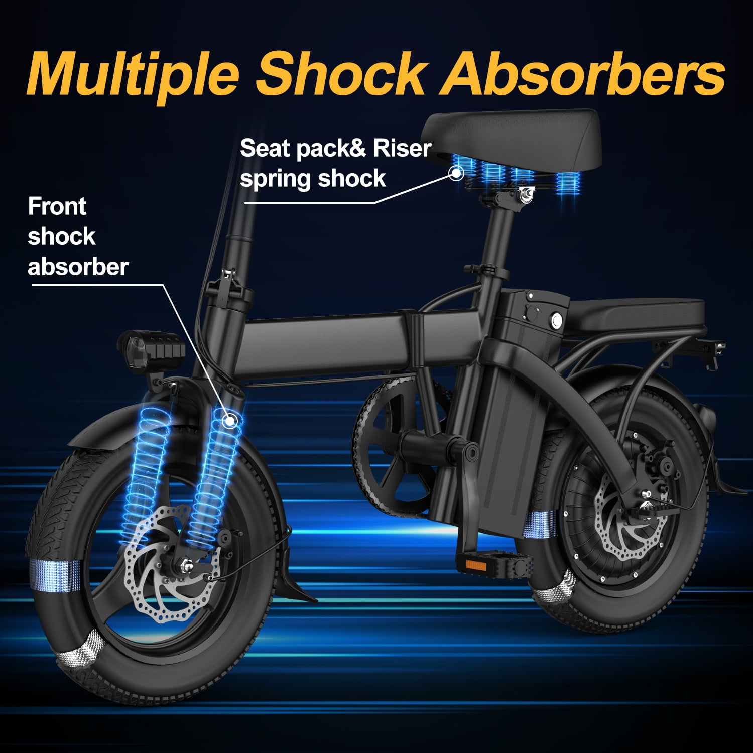 Folding Electric Bike, 500W 19 mph Adult Folding Compact Electric Bike, Fat Tire Electric Bike, Portable Electric EBike With Pedals With 48V 10AH Battery, Suitable For Mountain, Beach UL2849