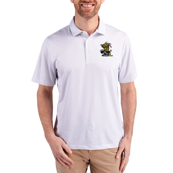 Men's Cutter & Buck White Wichita State Shockers Pike Eco Symmetry Print Stretch Polo