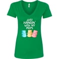 thumbnail image 3 of Inktastic Easter Hangin' with My Peeps Women's V-Neck T-Shirt, 3 of 5
