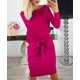 thumbnail image 2 of Vestido PRETTYGARDEN Ajustado de Manga Larga con Cinturón XL Rojo Rosado, 2 of 5