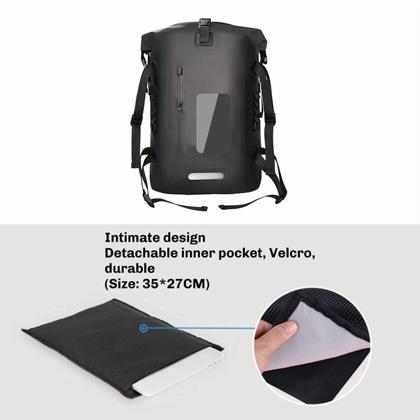 30L Waterproof Dry Bag Fishing Backpack Drift Swimming River Trekking Shoulder Bait Fishing Bucket Kayak Bag Black,1 x Fishing Backpack,Black