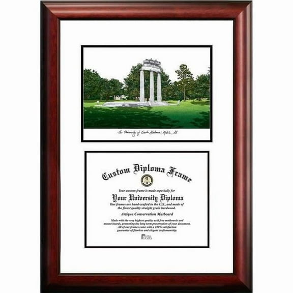 Campus Images AL991V-1185 11 x 8.5 in. University of South Alabama Scholar Diploma Frame - Satin Mahogany