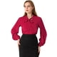 thumbnail image 1 of INSPIRE CHIC Blusa de oficina de trabajo para mujer Ribete en contraste Sólido Pajarita suelta Top con cuello en V borgo?a L, 1 of 6