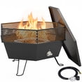 thumbnail image 1 of Outsunny Outdoor Fire Pit, Foldable Propane Firepits with Lid, Black, 1 of 10