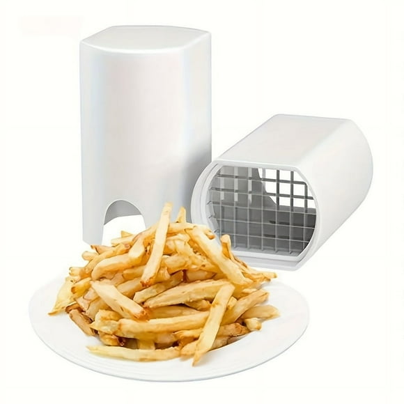 QUTETN 1pc White Electric French Fry Cutter - Multi-Functional Potato Slicer with Grater Plate Kitchen Gadget for Perfect Fries and Vegetables Food-Safe Plastic