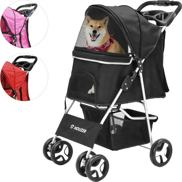 Carriola Plegable Mascotas Perros Gatos Pet Houzer Negro
