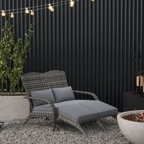 Outdoor Rattan Chair with Removable Footstools & Cushions, All-Weather PE Wicker Lounge Chair Set for Patio, Pool, Garden