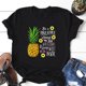 thumbnail image 2 of Gibobby Playera Corte clásico para Mujer Mujeres Casual Piña Impresión Mangas Cuello Redondo Camiseta Suelta Blusa Tops(Negro,XL), 2 of 4