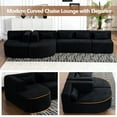 thumbnail image 5 of 144" Modular Sectional Sofa with Two Chaise Lounges, Upholstered 5-Seater Cloud Couch with Back Pillows, Free-Combination Sofa Couch for Living Room, Black, 5 of 9