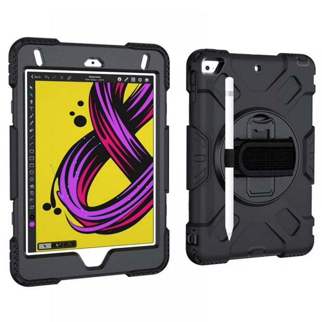 For IPad Mini 5 Case Heavy Duty Shockproof Protective Rugged Case With Pencil Holder Hand Strap Kickstand Shoulder Strap For IPad Mini 5th Generation 7.9 Inch