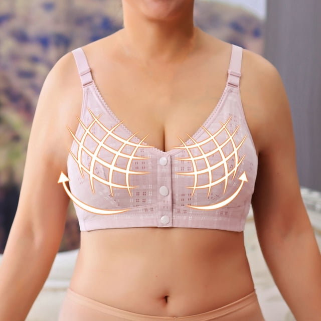 LSLJS Ladies Traceless Comfortable No Steel Ring Breathable Gathering Front Opening Buckle Bra Woman Underwear