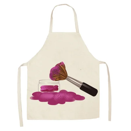 

1Pcs Kitchen Apron Nail Polish women perfume Printed Sleeveless Cotton Linen Aprons for Men Women Home Cleaning Tools 38x47cm