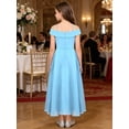 thumbnail image 7 of Hansber Off Shoulder Flower Girl Dress Junior Bridesmaid Wedding Evening Pageant Birthday Party Prom Gown Light Blue 8, 7 of 7