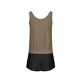 thumbnail image 5 of pstuiky Womens Swimsuit Solid Color Crew Neck Adaptable Two Piece Bathing Suits Swim Suit Women Workout Two-Piece Sets Chest Support with Boy Shorts Swim Dress, 5 of 7