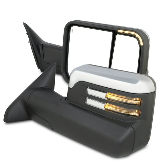 AKKON - Fits 2009-2018 Dodge Ram 1500 2500 3500 Power Heated Manual Folding Extendable Chrome Mirrors w/ LED Turn Signal