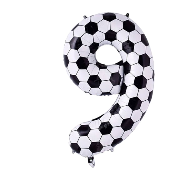 40in Black And White Soccer Ball Number 9 Football Balloon Large Digit 9 | Suitable For Birthday Soccer Themed Party Decorations