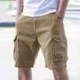 thumbnail image 2 of Cargo Shorts for Men Elastic Waist Drawstring Wide Leg Shorts with Multi Pocket Casual Versatile Cargo Shorts,Khaki,XXL, 2 of 9
