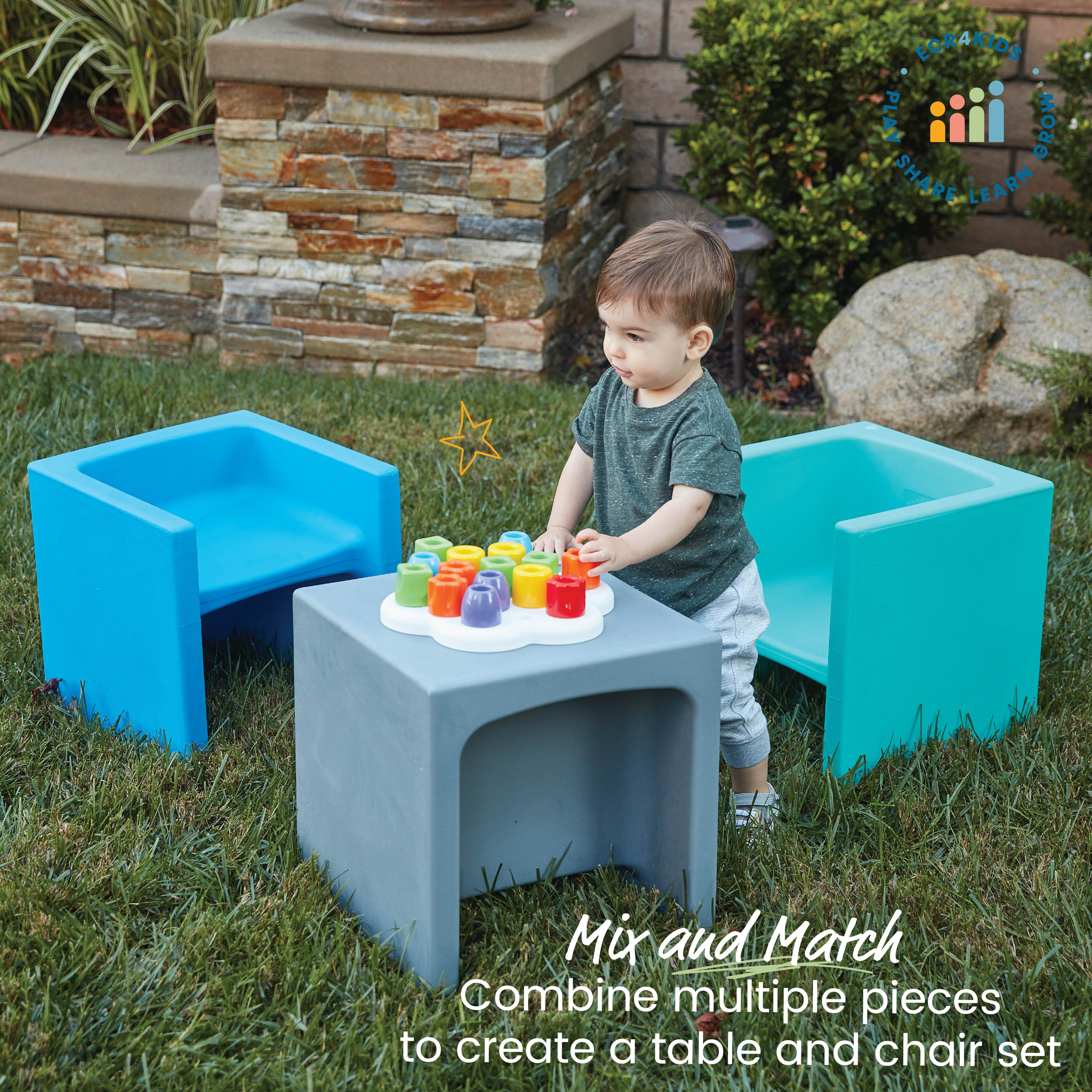 ECR4Kids Tri-Me 3-in-1 Cube Chair Portable Indoor//Outdoor Play Seat or Table for Kids and Toddlers Green