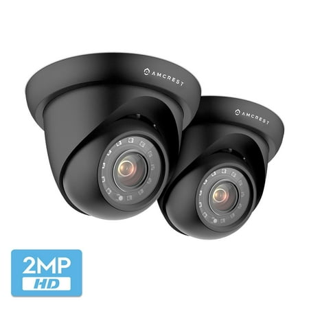 Resistant Color Dome Weatherproof Camera - 2-Pack Amcrest UltraHD 2MP Outdoor Camera Dome Analog Security Camera Weatherproof 98ft IR Night Vision, 103° Wide Angle, Home Security, Black (2PACK-AMC2MDM28P-B)