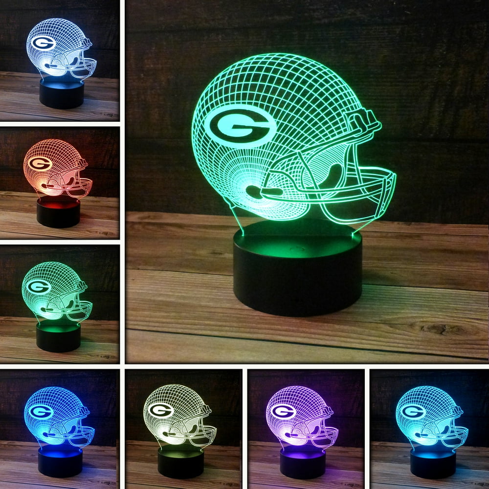 3D Football Helmet Desk Light 7 Color LED Lamp Base with USB or