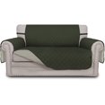 thumbnail image 1 of Housse de Canapé Réversible Protecteur de Meubles avec Sangles Élastiques pour Animaux Enfants Chien Chat (Causeuse, Vert Armée/beige), 1 of 8