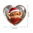 thumbnail image 3 of Tyidzon Highland Cow Christmas Ornament, Heart Shape Flat Acrylic Print for Highland Cow Lovers and Tree Decoration, 3.15 in, 3 of 8