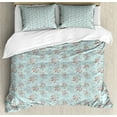 thumbnail image 1 of Garden Duvet Cover Set King Size, Flower Blossom with Pastel Colored Background Hand Sketch Wedding Romantic, Decorative 3 Piece Bedding Set with 2 Pillow Shams, Pale Blue Grey White, by Ambesonne, 1 of 3