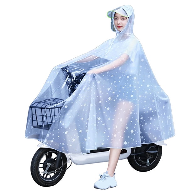 Chubasquero transparente para ciclismo para mujer, chubasquero largo ligero para patinete eléctrico de cuerpo completo, 4XL, color blanco copo de nieve