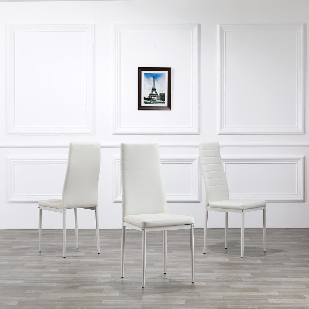Ktaxon 6 pcs Dining Chairs PU and Iron Tube for Kitchen Room Furniture,White