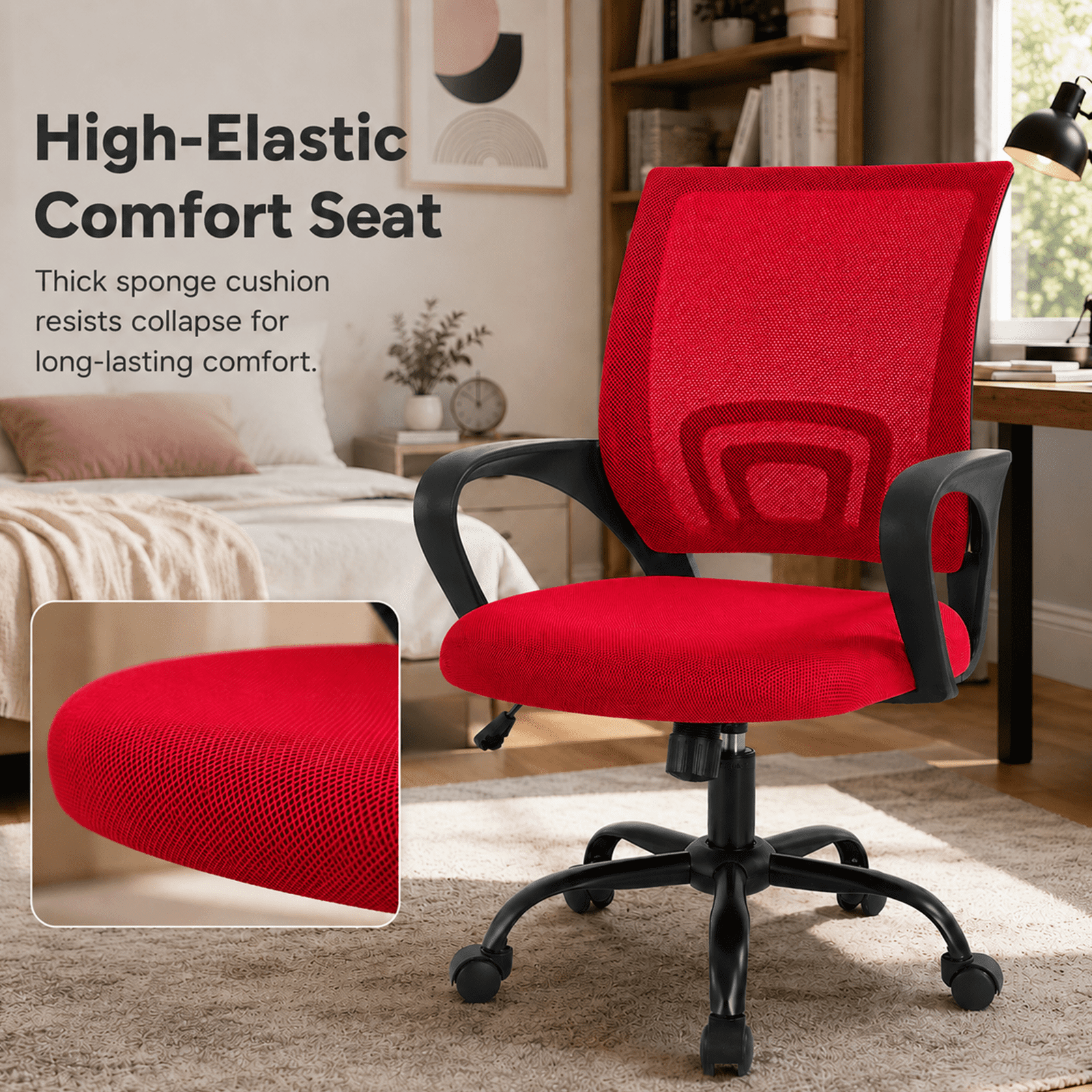 Alvantor 2 Set Office Chair, Ergonomic Mesh Desk Chair with Lumbar Support and Fixed Armrests, Adjustable Height & 360° Swivel, 250lbs
