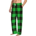 thumbnail image 2 of Xecao Buffalo Plaid Green Black Men's Straight Lounge Pajama Pants: The Ultimate in Comfortable Sleepwear, 2 of 9