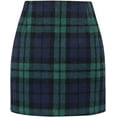thumbnail image 2 of Womens Wool Plaid Mini Skirt Fall Winter High Waisted Bodycon Pencil Skirt, 2 of 6