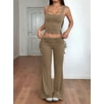 thumbnail image 2 of Women'S Fitness Suit Two-Piece Vest with Wide-Leg Leggings Suit Hot Girl Brown XL, 2 of 5