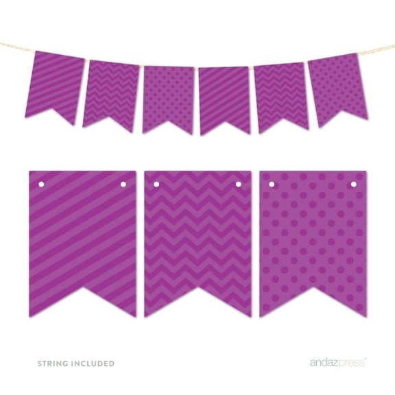 Plum Purple Hanging Pennant Banner Party Garland Decor