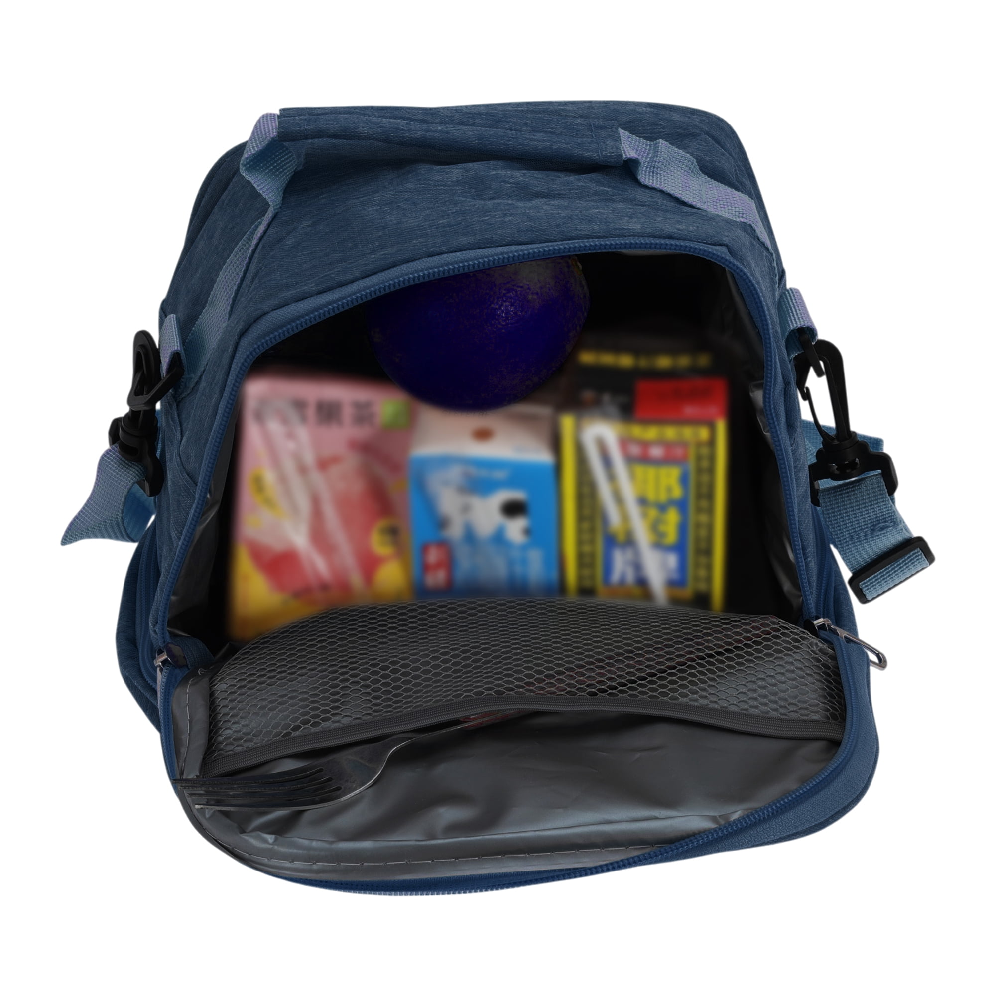 Unique Bargains Insulated Lunch Bag with Adjustable Shoulder Strap Navy Blue 410 oz