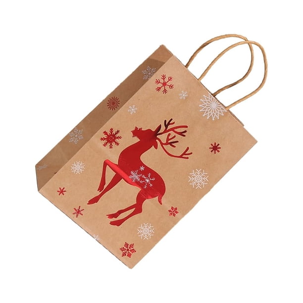 Monstrate Bolsas de papel para regalo con asas, bolsas de papel portátiles de Navidad de gran capacidad, ampliamente utilizadas Kits de decoración para fiestas 025-1 21*15*8