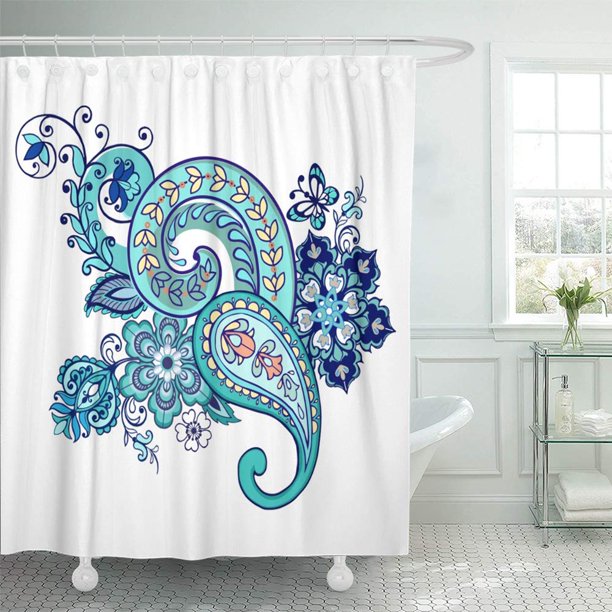 ABPHQTO Colorido patrón de Paisley abstracto Bandana Estilo bohemio Diseño Accesorio Auténtico juego de cortinas de ducha de baño a prueba de agua 165x180 cm ABPHQTO PKNMT66x72Shower-10781