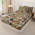 thumbnail image 2 of Castle Fairy Hunting Camo Wildlife Zipper Twin Comforter Sets with Fitted Sheet and 2 Pillowcases,Deer Bear Turkey Dog Silhouette Zipper Bedding Set,Khaki Brown Green,Black Reversible,4-Piece, 2 of 6