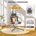 thumbnail image 3 of Huloretions Hanging Egg Chair with Stand,Egg Swing Chair Hanging Swinging Chair with Cushion,Wicker Patio Hammock Swing Chair for Balcony Bedroom Garden, 3 of 7