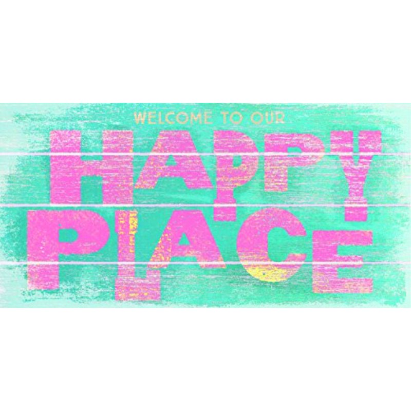 Fan Creations to Our Happy Place 10" x 5" Small Wood Sign